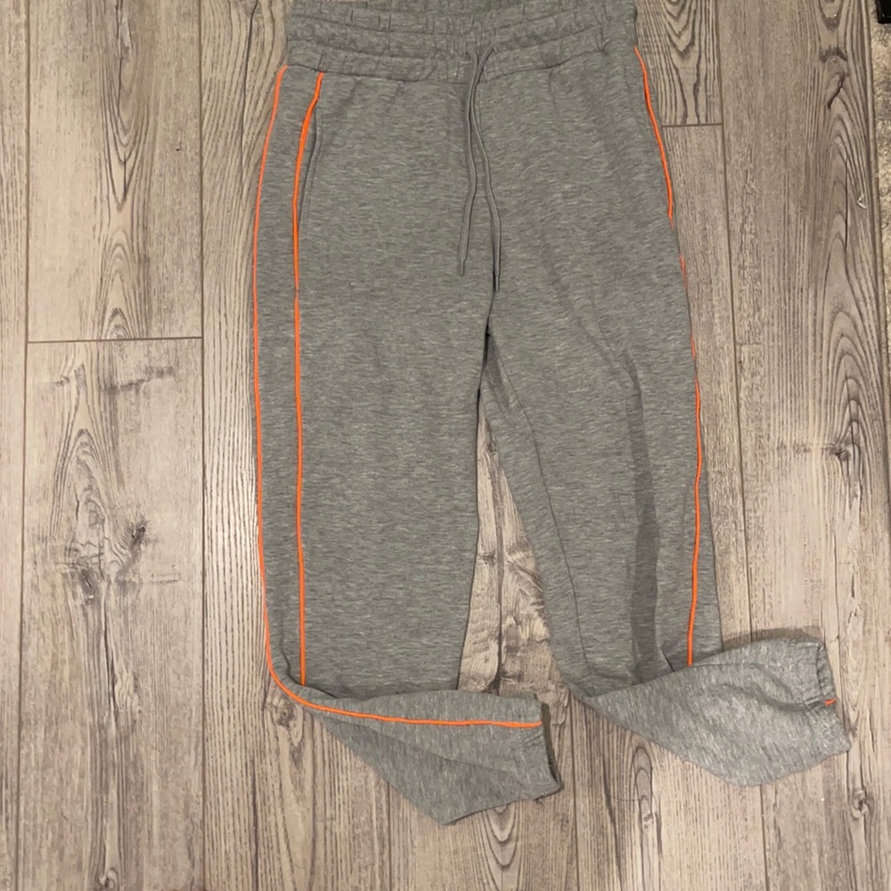 Grey with orange neon joggers